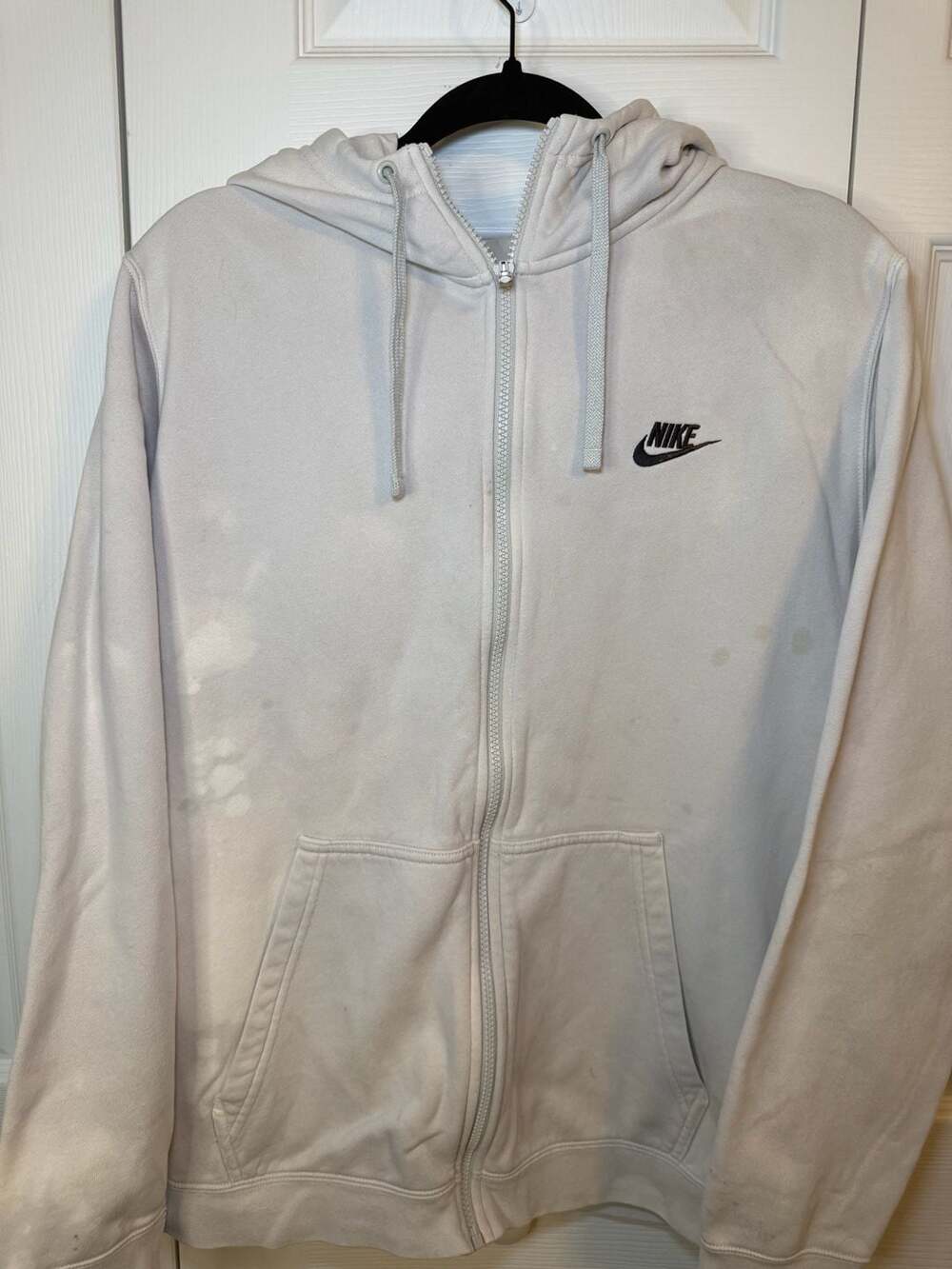 Nike Sportswear Club Full Zip Men's Hoodie Off White Size Large